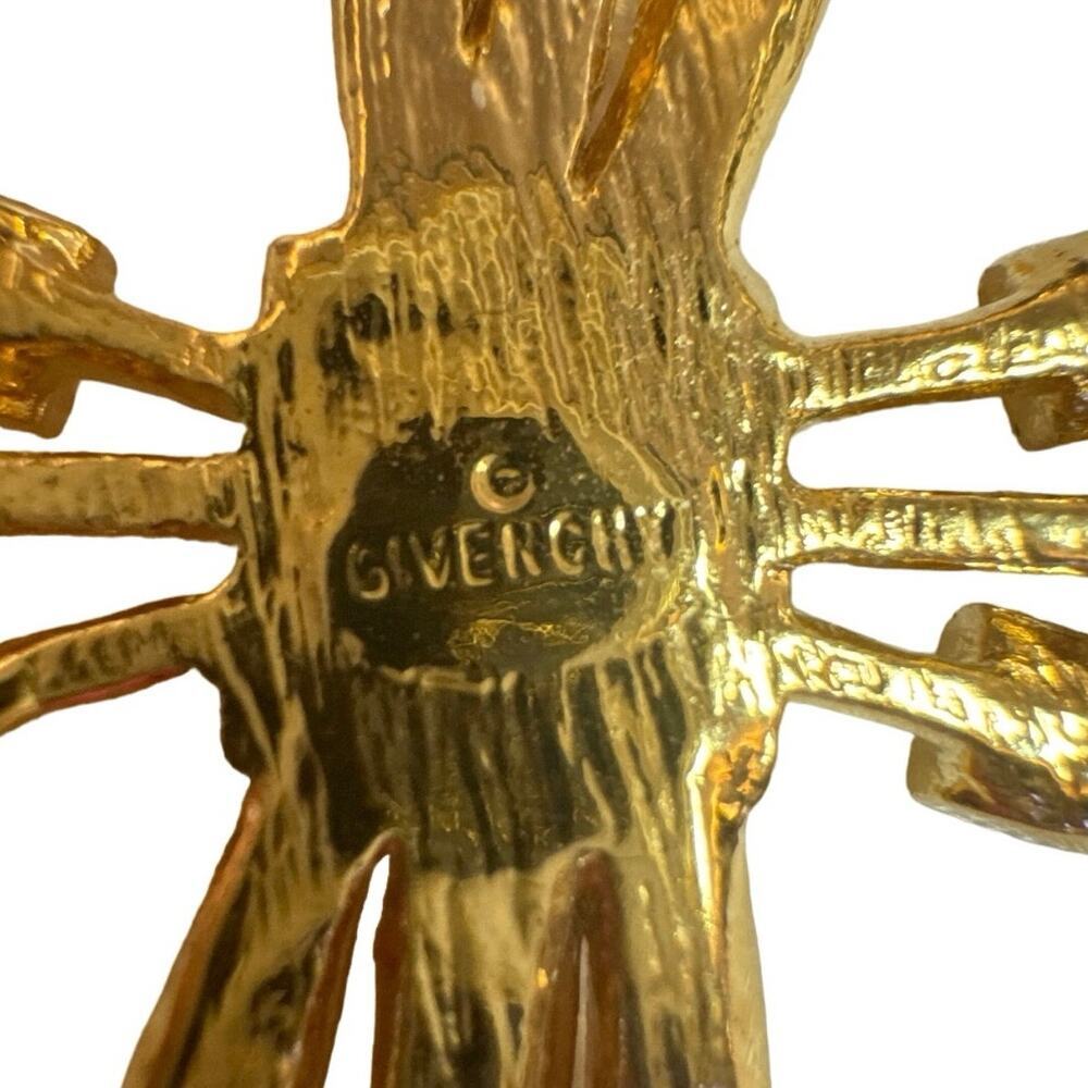 GIVENCHY Paris Vintage Gold and Pave Rhinestone Brooch, Vintage 1980s Designer - Picture 3 of 3